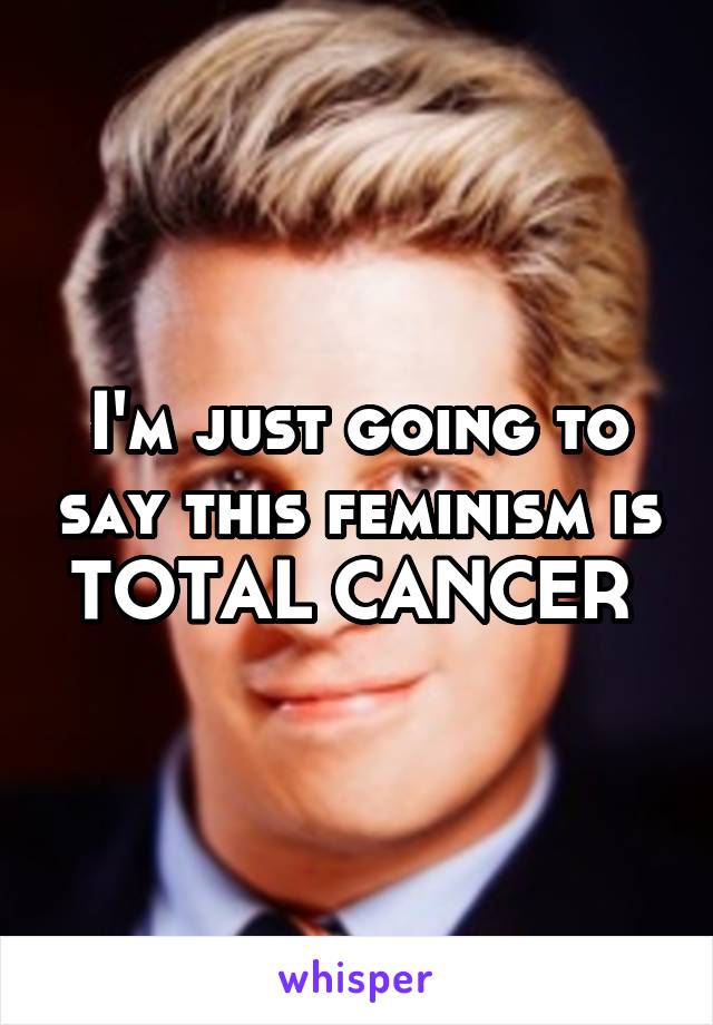 I'm just going to say this feminism is TOTAL CANCER 