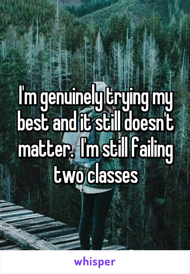 I'm genuinely trying my best and it still doesn't matter.  I'm still failing two classes