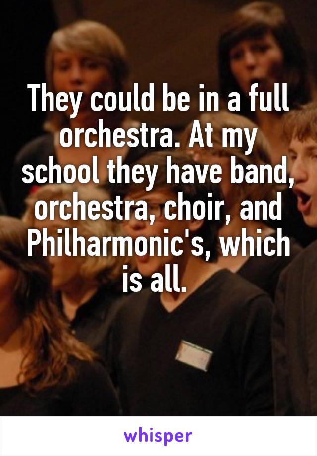 They could be in a full orchestra. At my school they have band, orchestra, choir, and Philharmonic's, which is all. 

