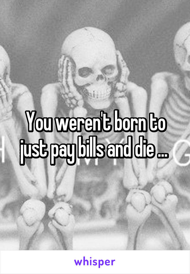 You weren't born to just pay bills and die ... 