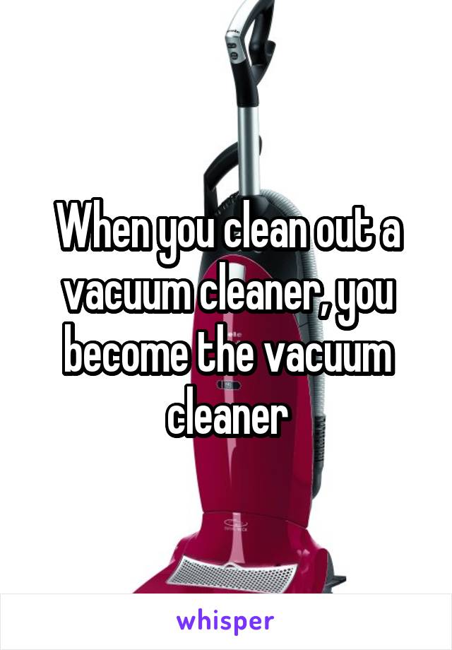 When you clean out a vacuum cleaner, you become the vacuum cleaner