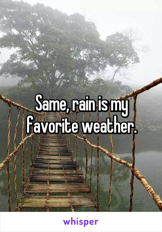 Same, rain is my favorite weather.