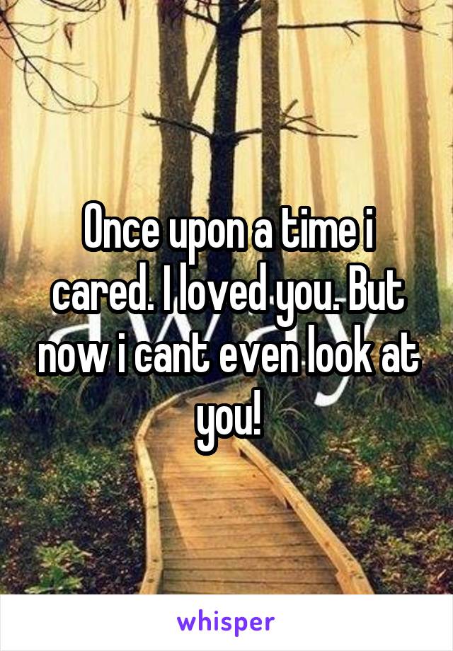 Once upon a time i cared. I loved you. But now i cant even look at you!