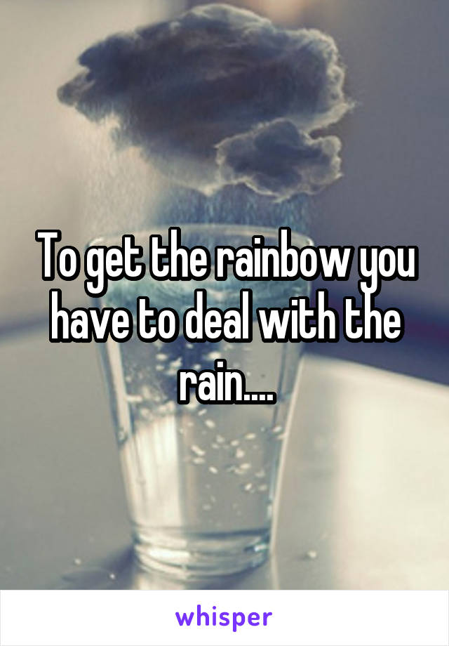 To get the rainbow you have to deal with the rain....