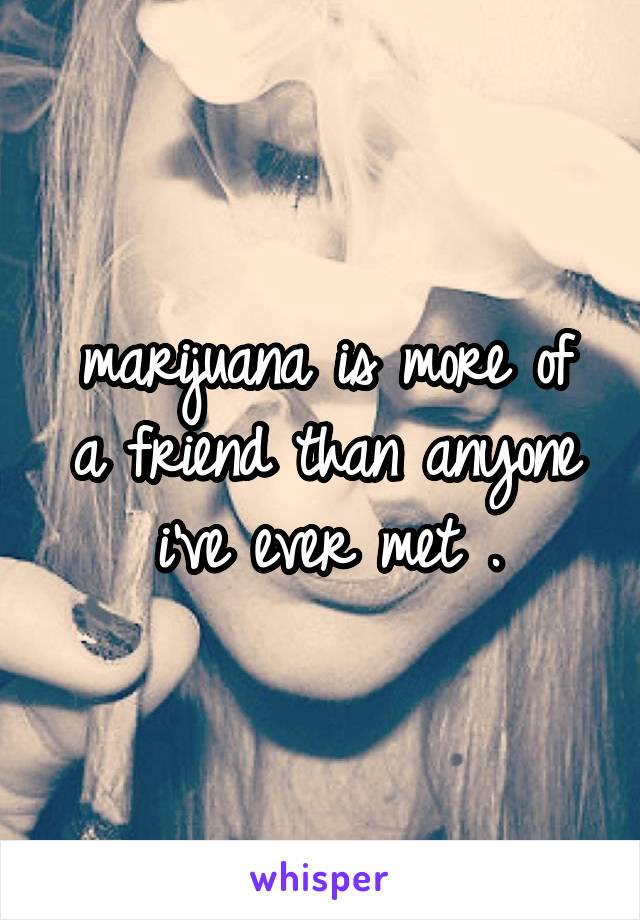 marijuana is more of a friend than anyone i've ever met .