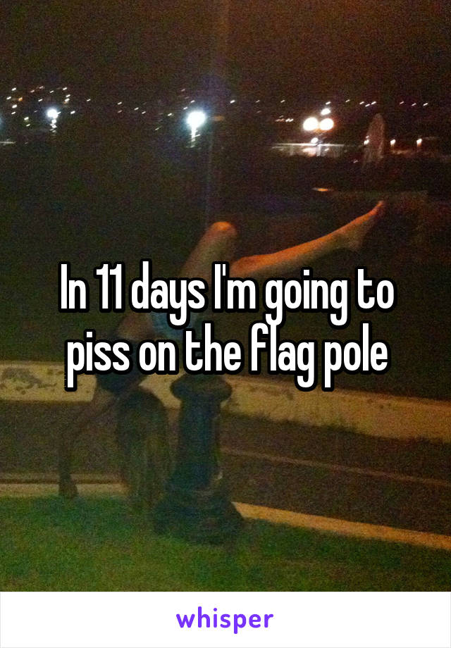 In 11 days I'm going to piss on the flag pole