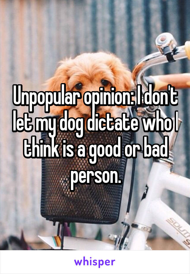 Unpopular opinion: I don't let my dog dictate who I think is a good or bad person.