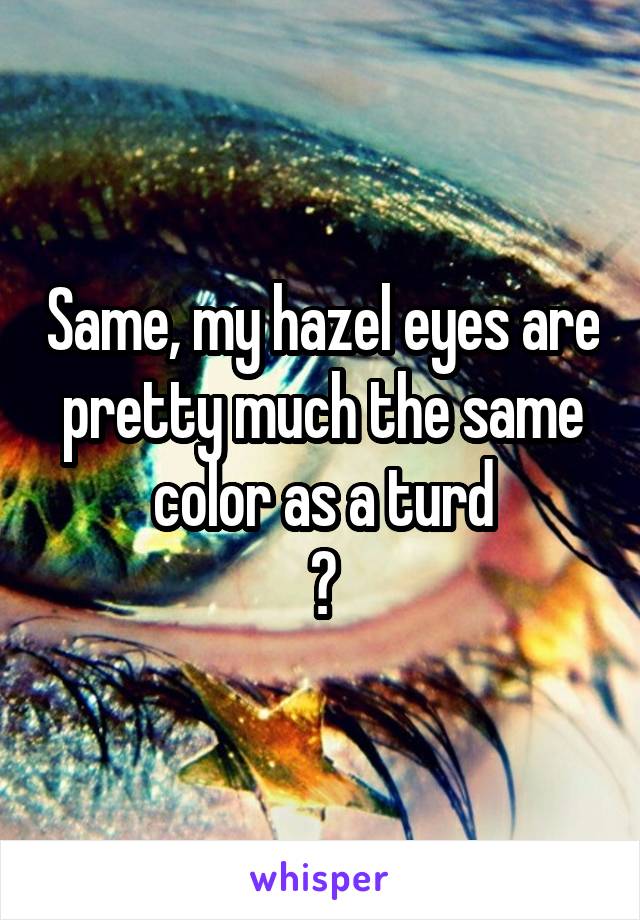 Same, my hazel eyes are pretty much the same color as a turd
💩