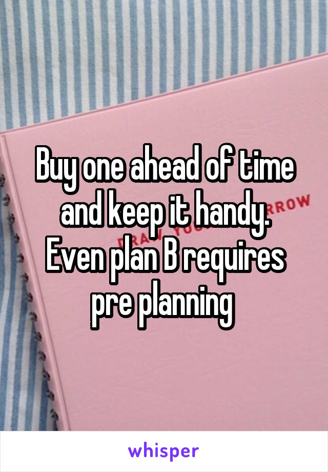 Buy one ahead of time and keep it handy.
Even plan B requires pre planning 