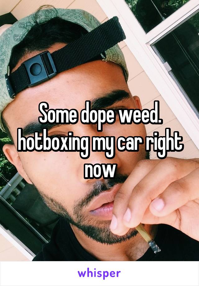 Some dope weed. hotboxing my car right now