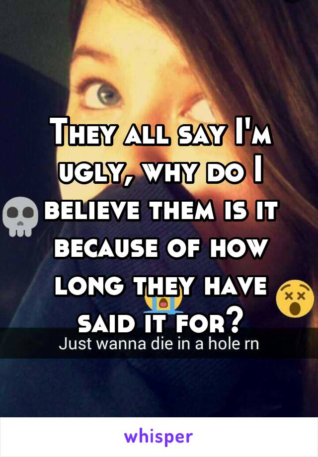 They all say I'm ugly, why do I believe them is it because of how long they have said it for?