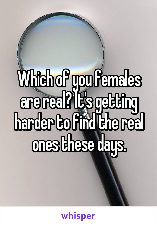 Which of you females are real? It's getting harder to find the real ones these days.