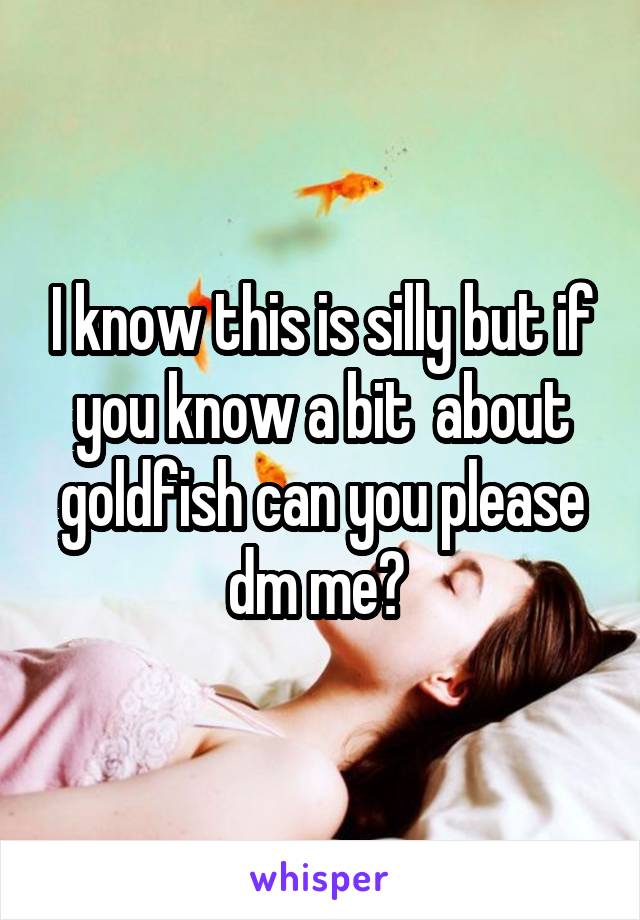 I know this is silly but if you know a bit  about goldfish can you please dm me? 