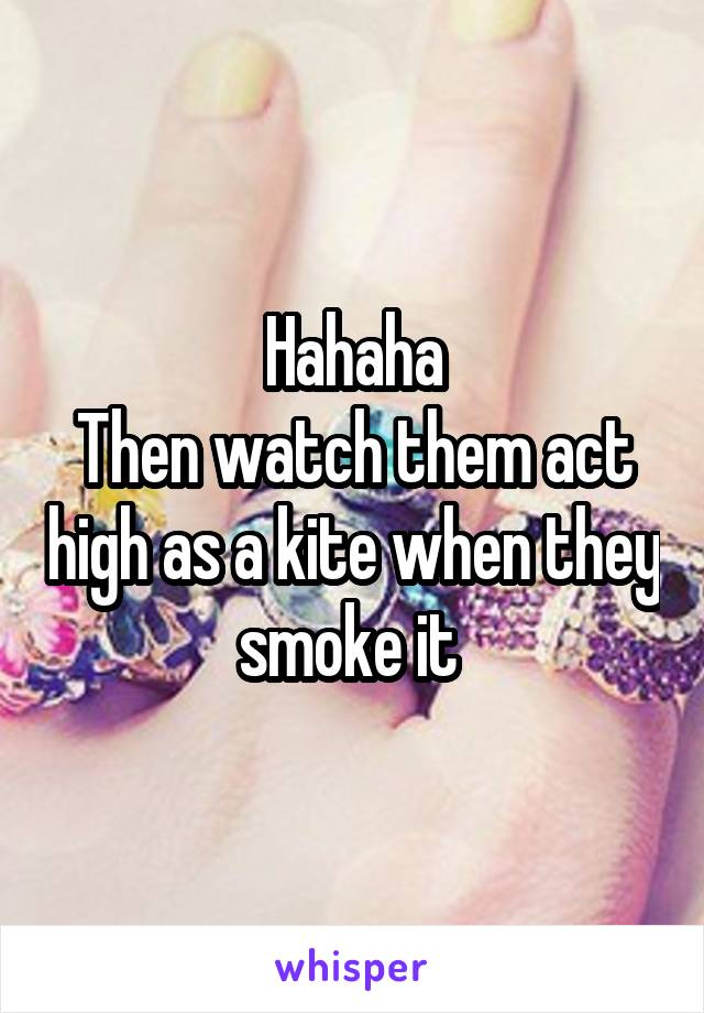 Hahaha
Then watch them act high as a kite when they smoke it 