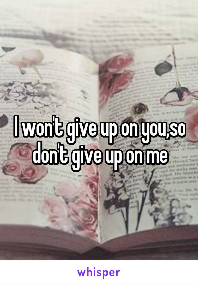 I won't give up on you,so don't give up on me