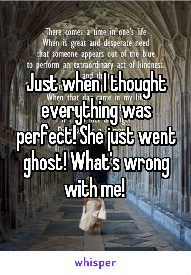 Just when I thought everything was perfect! She just went ghost! What's wrong with me! 