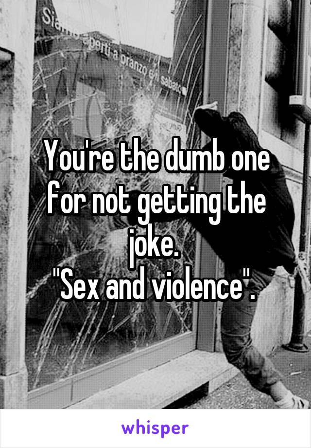 You're the dumb one for not getting the joke. 
"Sex and violence". 