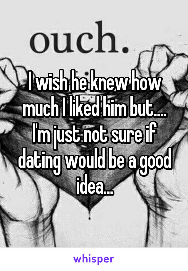 I wish he knew how much I liked him but.... I'm just not sure if dating would be a good idea...