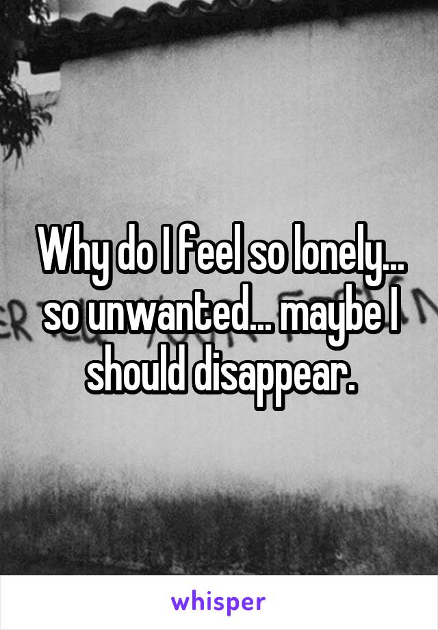 Why do I feel so lonely... so unwanted... maybe I should disappear.