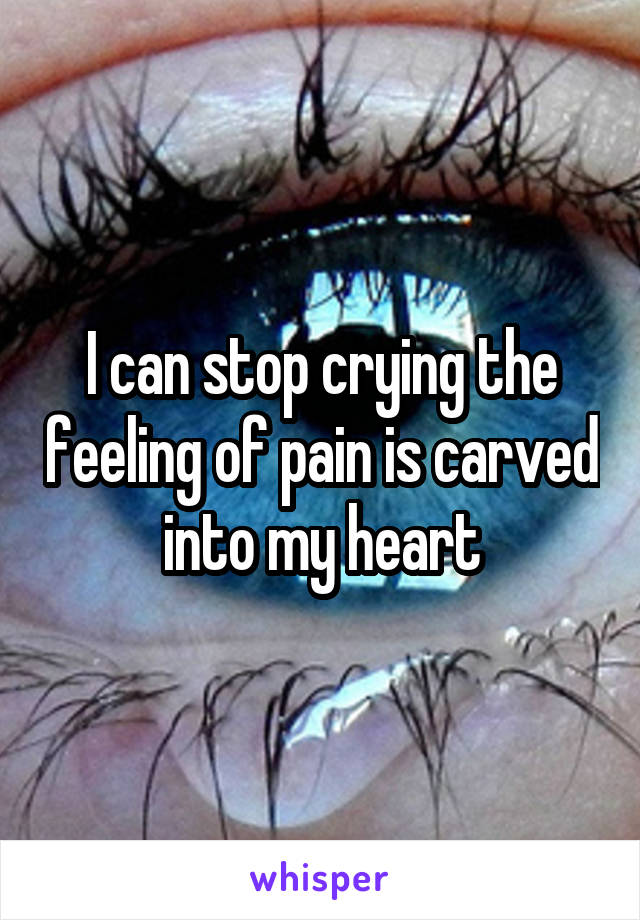 I can stop crying the feeling of pain is carved into my heart