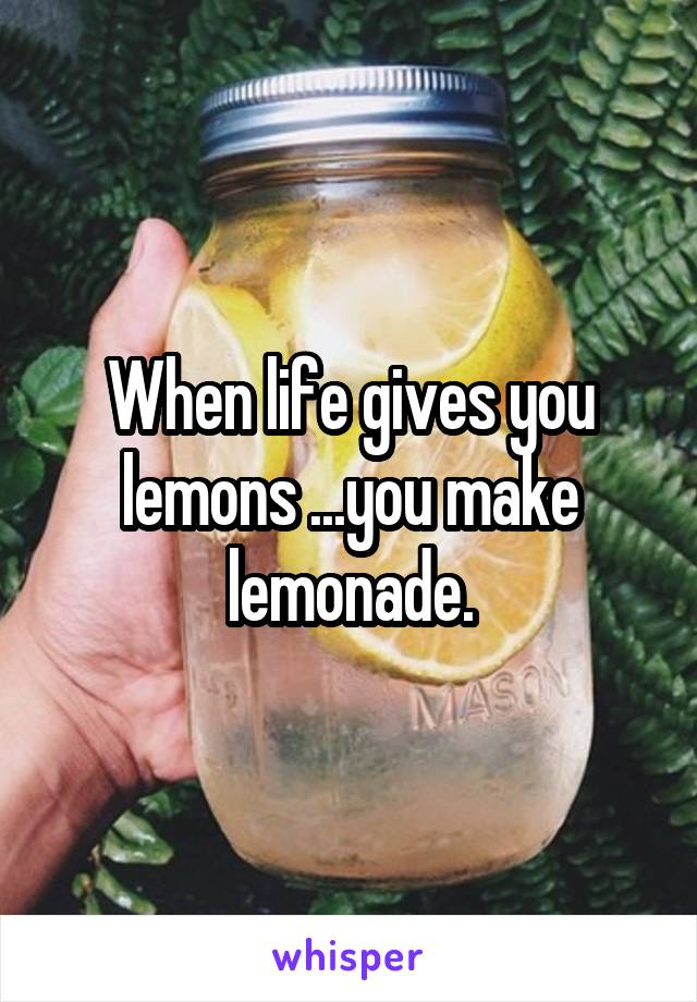 When life gives you lemons ...you make lemonade.