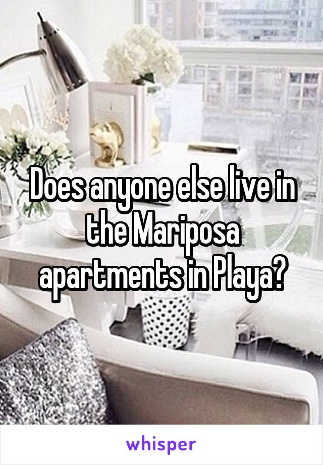 Does anyone else live in the Mariposa apartments in Playa?