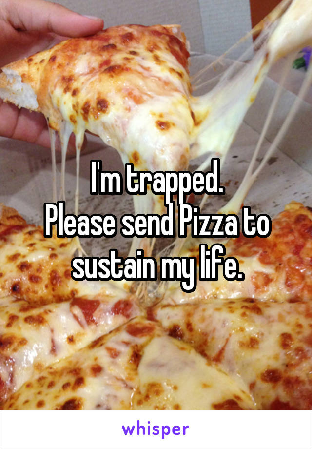 I'm trapped.
Please send Pizza to sustain my life.