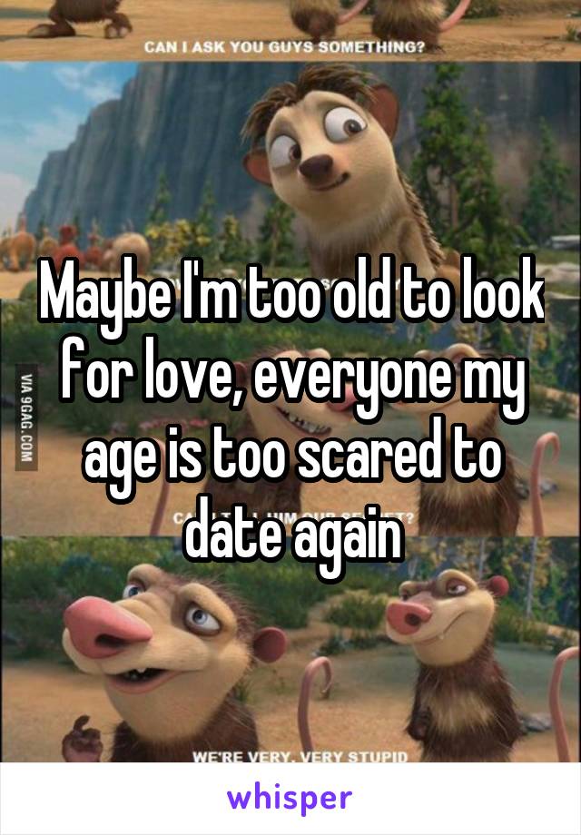 Maybe I'm too old to look for love, everyone my age is too scared to date again