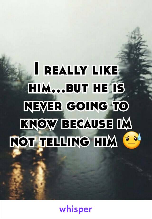 I really like him...but he is never going to know because im not telling him 😓