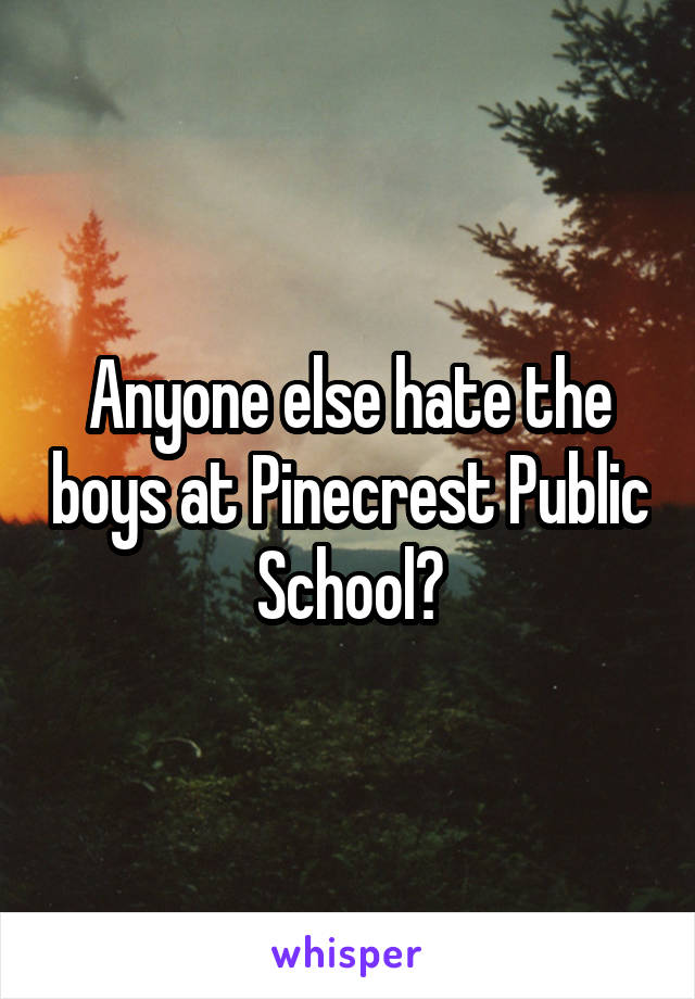 Anyone else hate the boys at Pinecrest Public School?