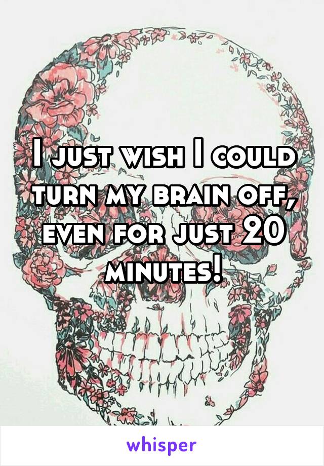 I just wish I could turn my brain off, even for just 20 minutes!
