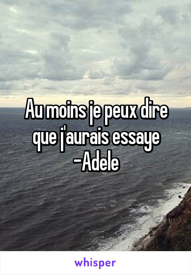 Au moins je peux dire que j'aurais essaye
-Adele