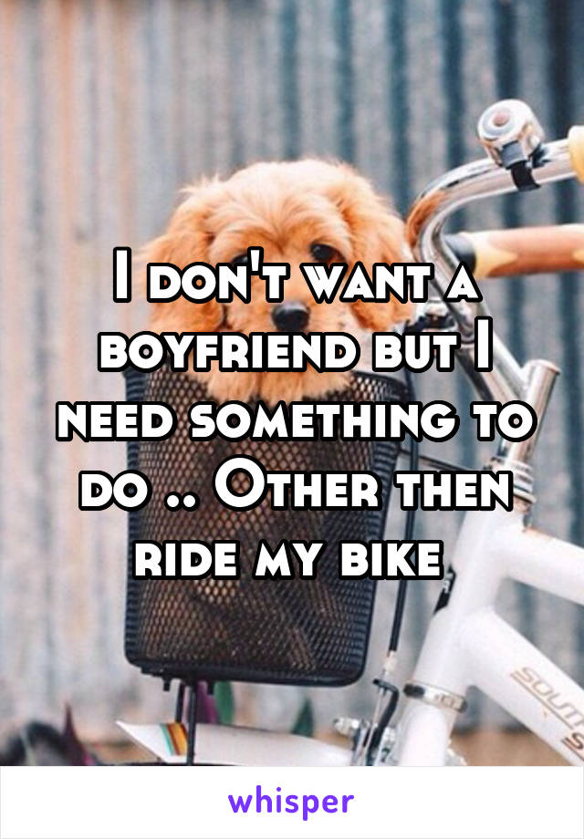 I don't want a boyfriend but I need something to do .. Other then ride my bike 