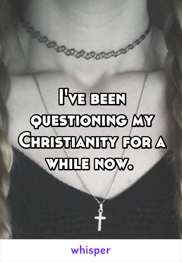 I've been questioning my Christianity for a while now. 