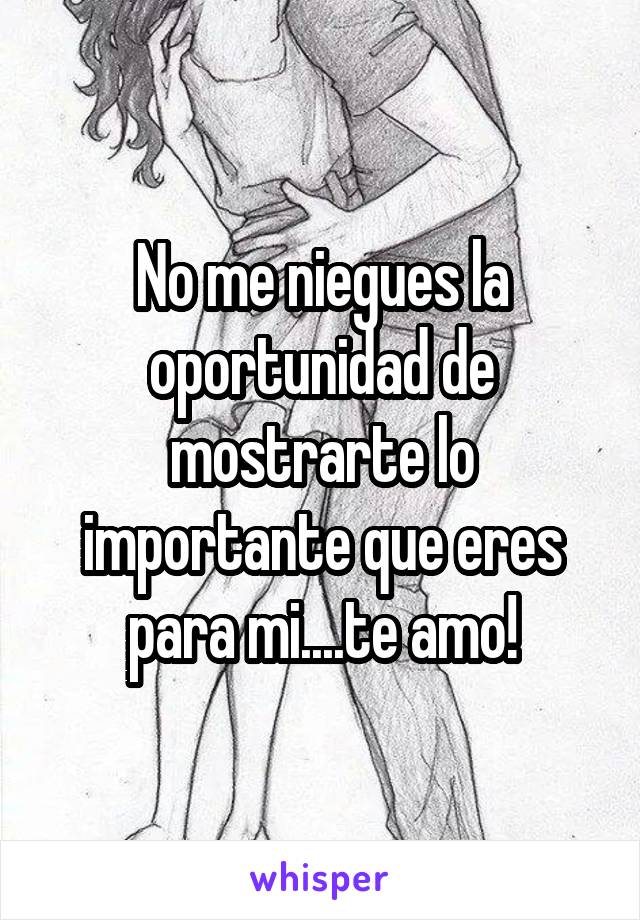 No me niegues la oportunidad de mostrarte lo importante que eres para mi....te amo!