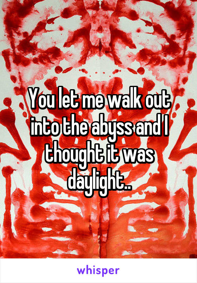 You let me walk out into the abyss and I thought it was daylight..