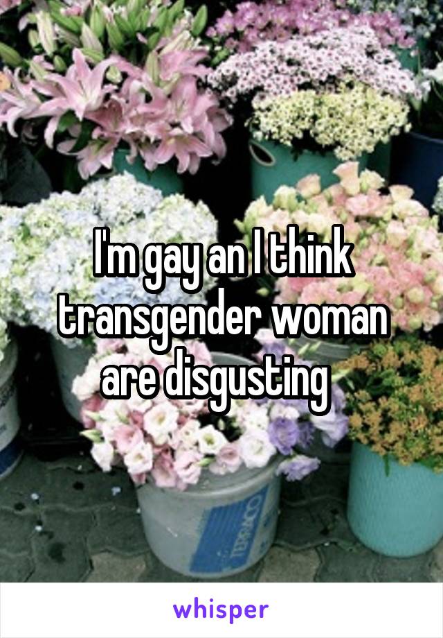 I'm gay an I think transgender woman are disgusting  