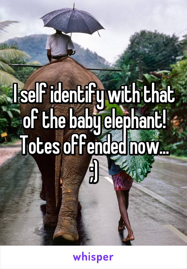 I self identify with that of the baby elephant! Totes offended now...
;)