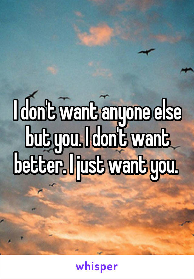 I don't want anyone else but you. I don't want better. I just want you. 