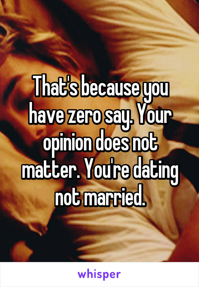 That's because you have zero say. Your opinion does not matter. You're dating not married.