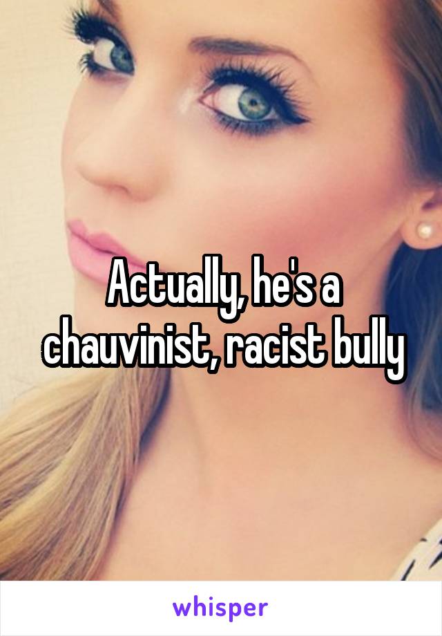 Actually, he's a chauvinist, racist bully