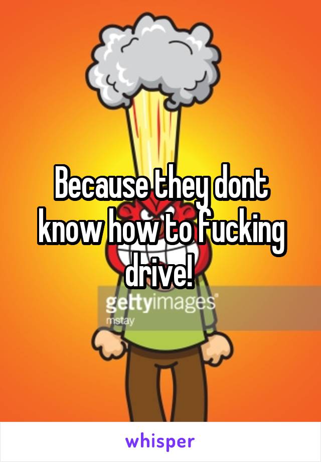 Because they dont know how to fucking drive! 