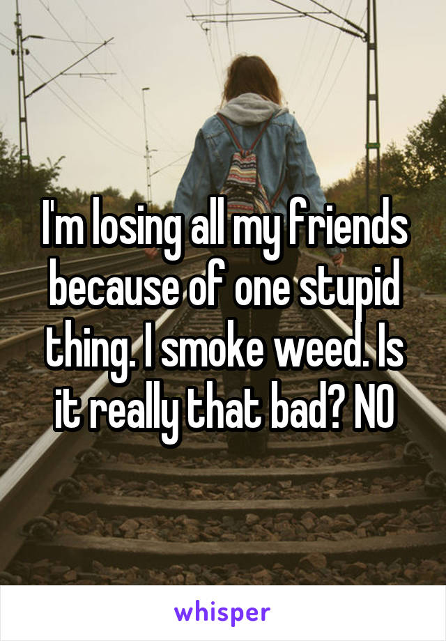 I'm losing all my friends because of one stupid thing. I smoke weed. Is it really that bad? NO