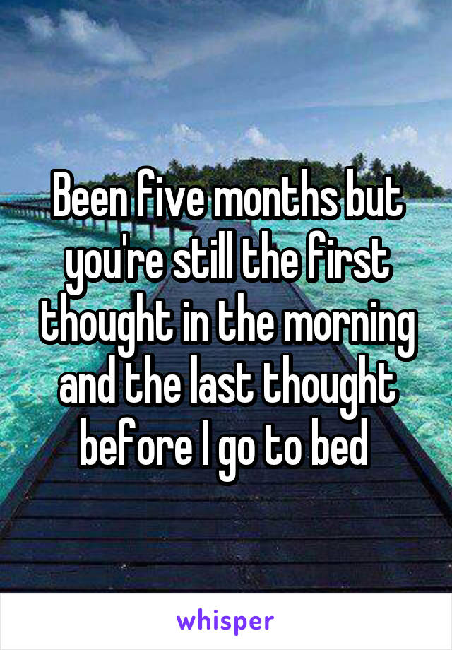 Been five months but you're still the first thought in the morning and the last thought before I go to bed 