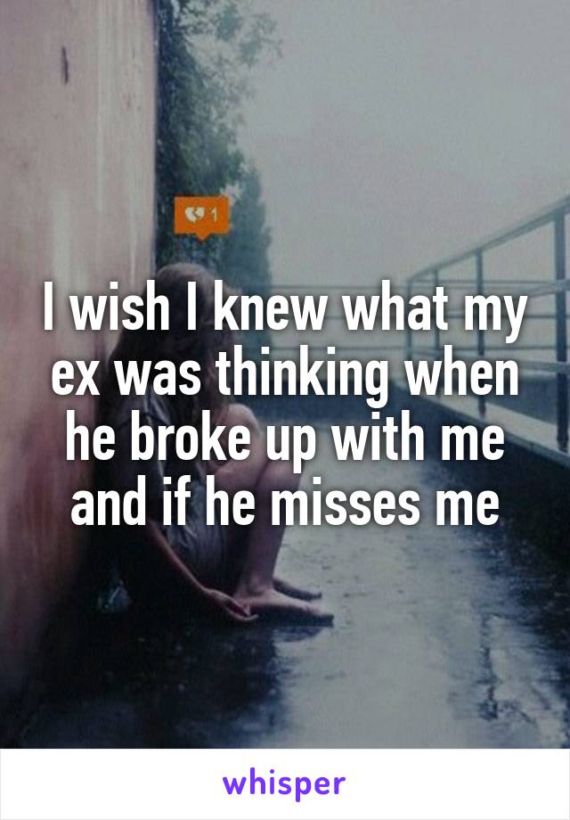 I wish I knew what my ex was thinking when he broke up with me and if he misses me