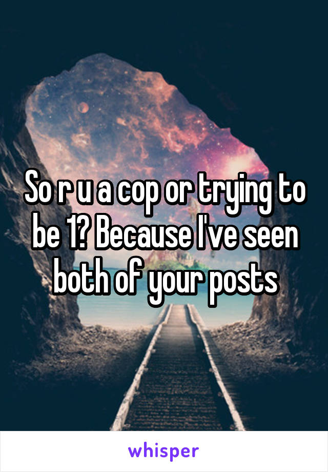 So r u a cop or trying to be 1? Because I've seen both of your posts