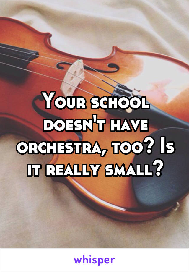 Your school doesn't have orchestra, too? Is it really small?