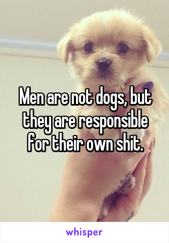 Men are not dogs, but they are responsible for their own shit.