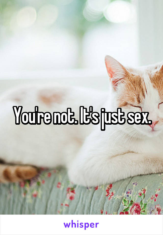 You're not. It's just sex.
