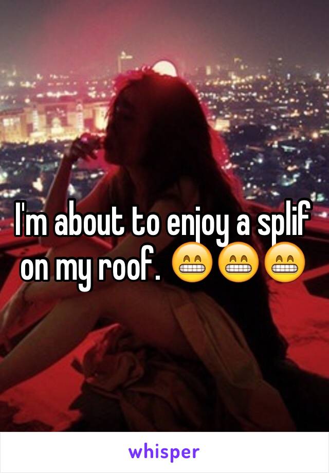 I'm about to enjoy a splif on my roof. 😁😁😁
